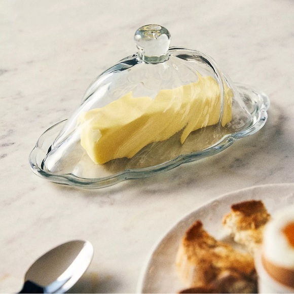 NWT Anthropologie Etta Glass Clear Butter Dish - Picture 1 of 2